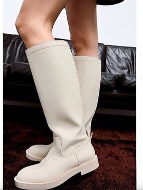 Zara knee high cream coloured boots